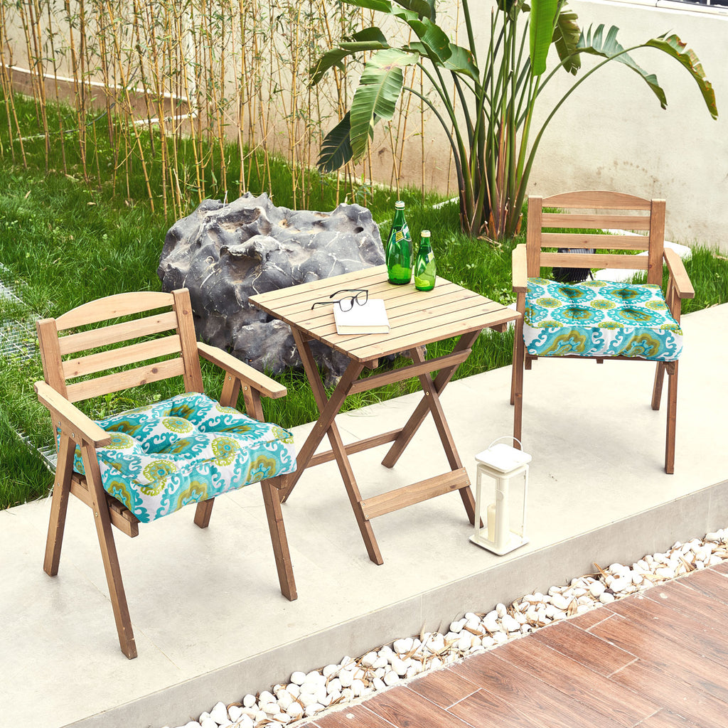 ARTPLAN Outdoor Seat Cushions,Pack of 2 Tufted  Patio Chair Pads 19x19x5 Inches Square Foam for Dining Chair