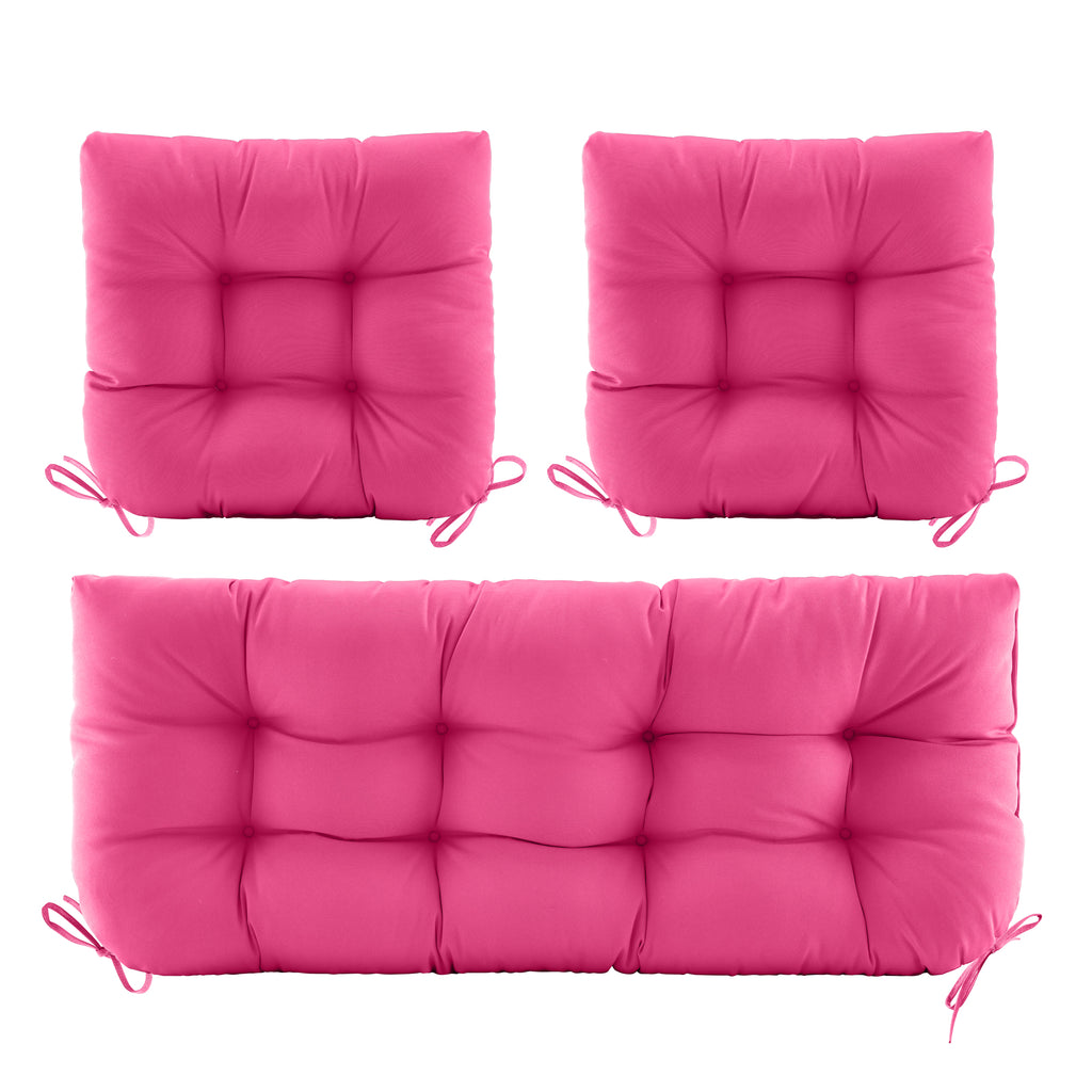 3 Pieces Outdoor Chair Cushions Clearance with Ties,44x19x5 Inches,1 Love seat &2 U-Shape Tufted Patio Bench Cushions for Wicker Outdoor Furniture,All Weather,