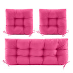 3 Pieces Outdoor Chair Cushions Clearance with Ties,44x19x5 Inches,1 Love seat &2 U-Shape Tufted Patio Bench Cushions for Wicker Outdoor Furniture,All Weather,
