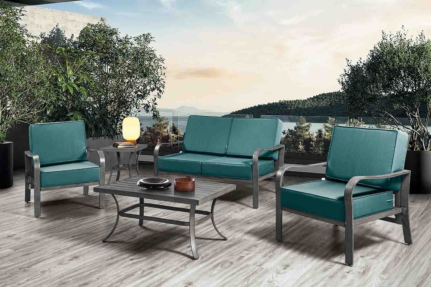 ARTPLAN Outdoor Cushions for Patio Furniture, 24x24x6" Thick Seat Cushion Set, Fade Resistant, Deep Seat Bottom and Back Cushion with Removable Cover