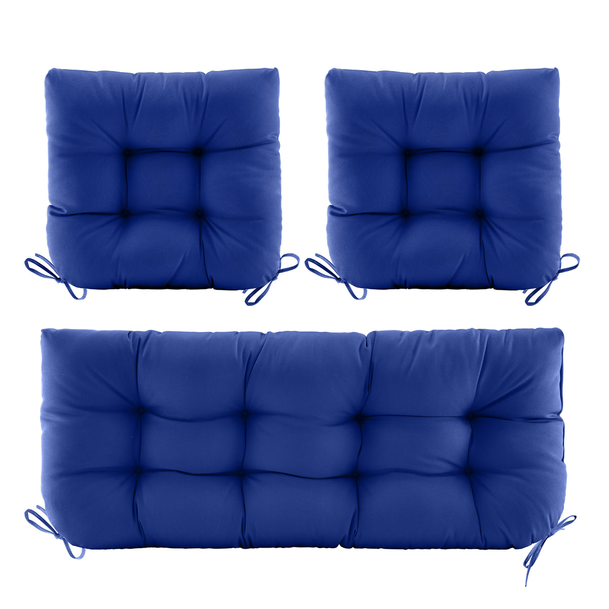 3 Pieces Outdoor Chair Cushions Clearance with Ties,44x19x5 Inches,1 Love seat &2 U-Shape Tufted Patio Bench Cushions for Wicker Outdoor Furniture,All Weather