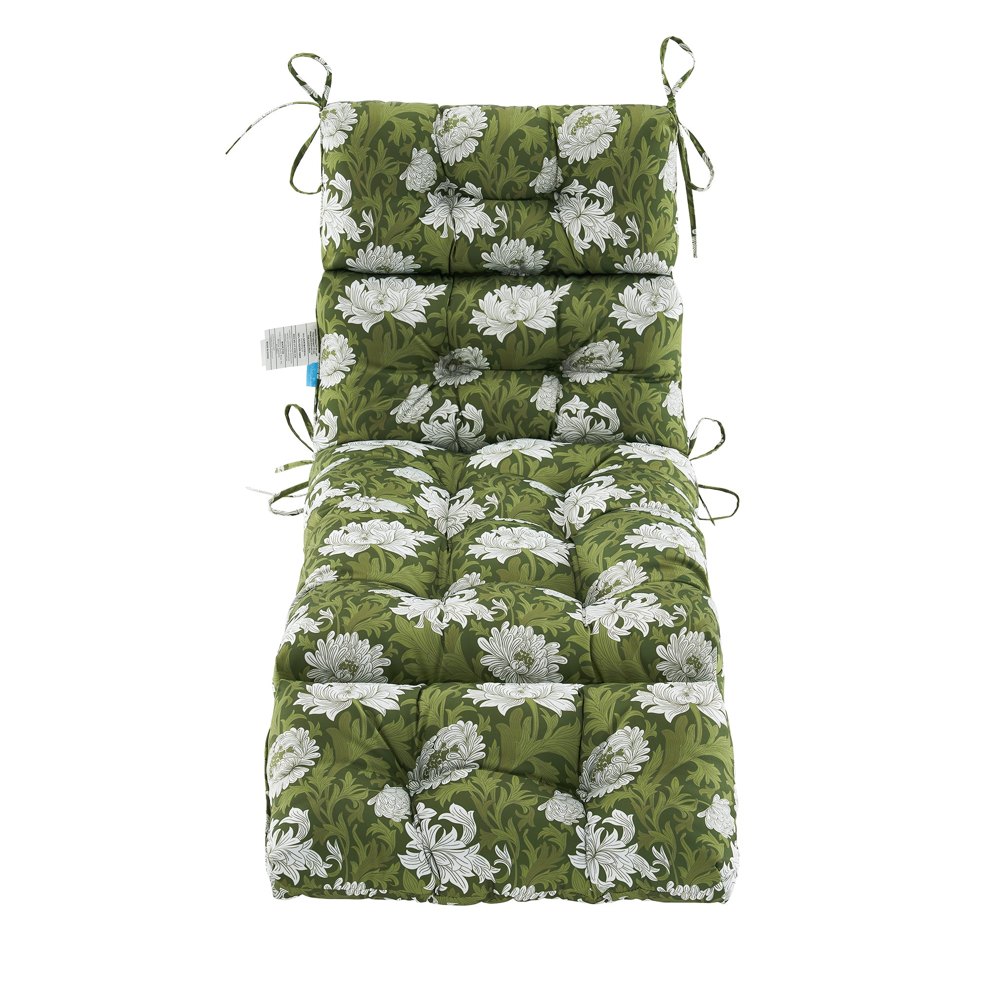 ARTPLAN Outdoor Chaise Lounge Cushion 72x22x4 inches, Floral Tufted Thick Replacement Cushion with Ties, All Weather Wicker Patio Furniture Cushion