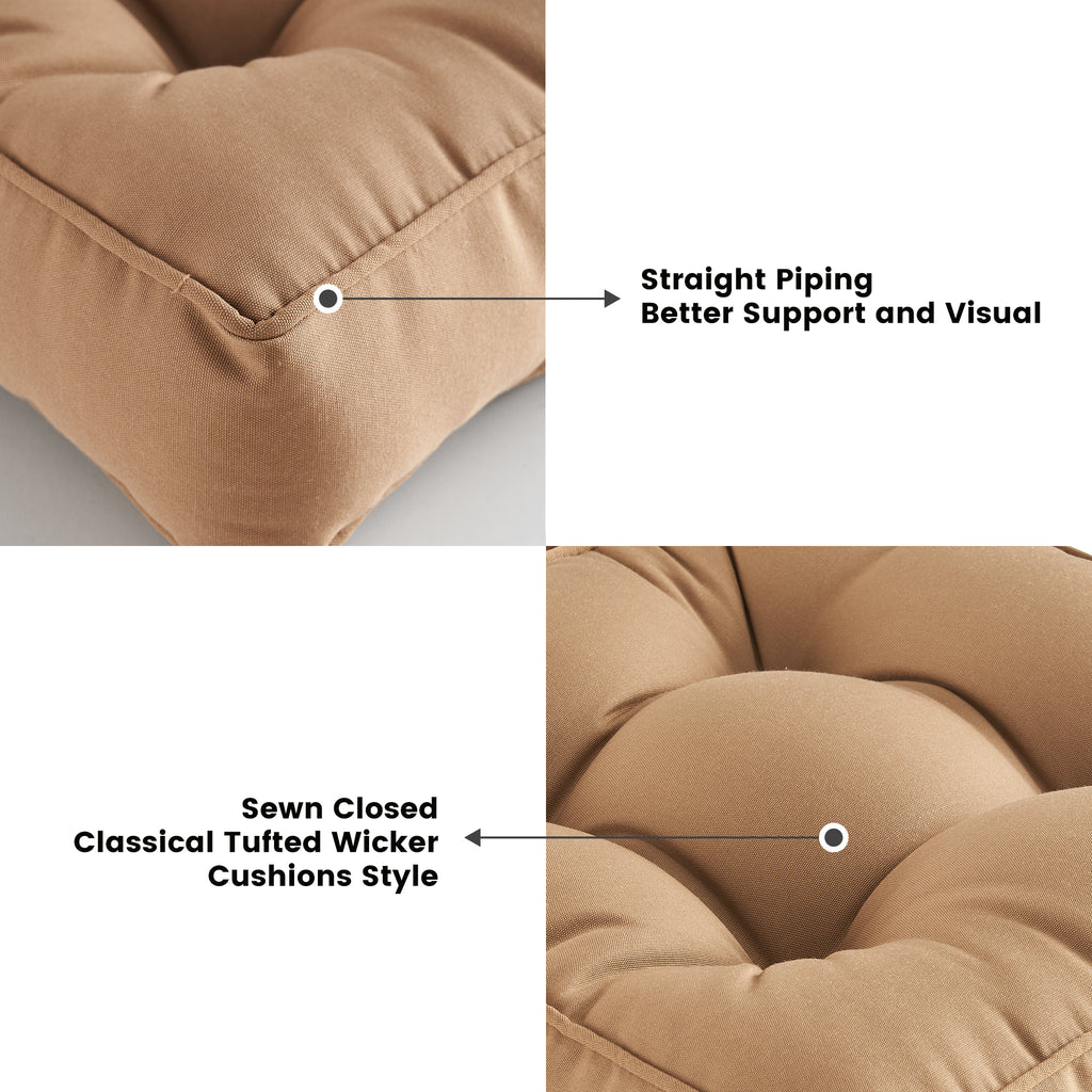 ARTPLAN Outdoor Seat Cushions,Pack of 2 Tufted  Patio Chair Pads 19x19x5 Inches Square Foam for Dining Chair