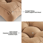 ARTPLAN Outdoor Seat Cushions,Pack of 2 Tufted  Patio Chair Pads 19x19x5 Inches Square Foam for Dining Chair