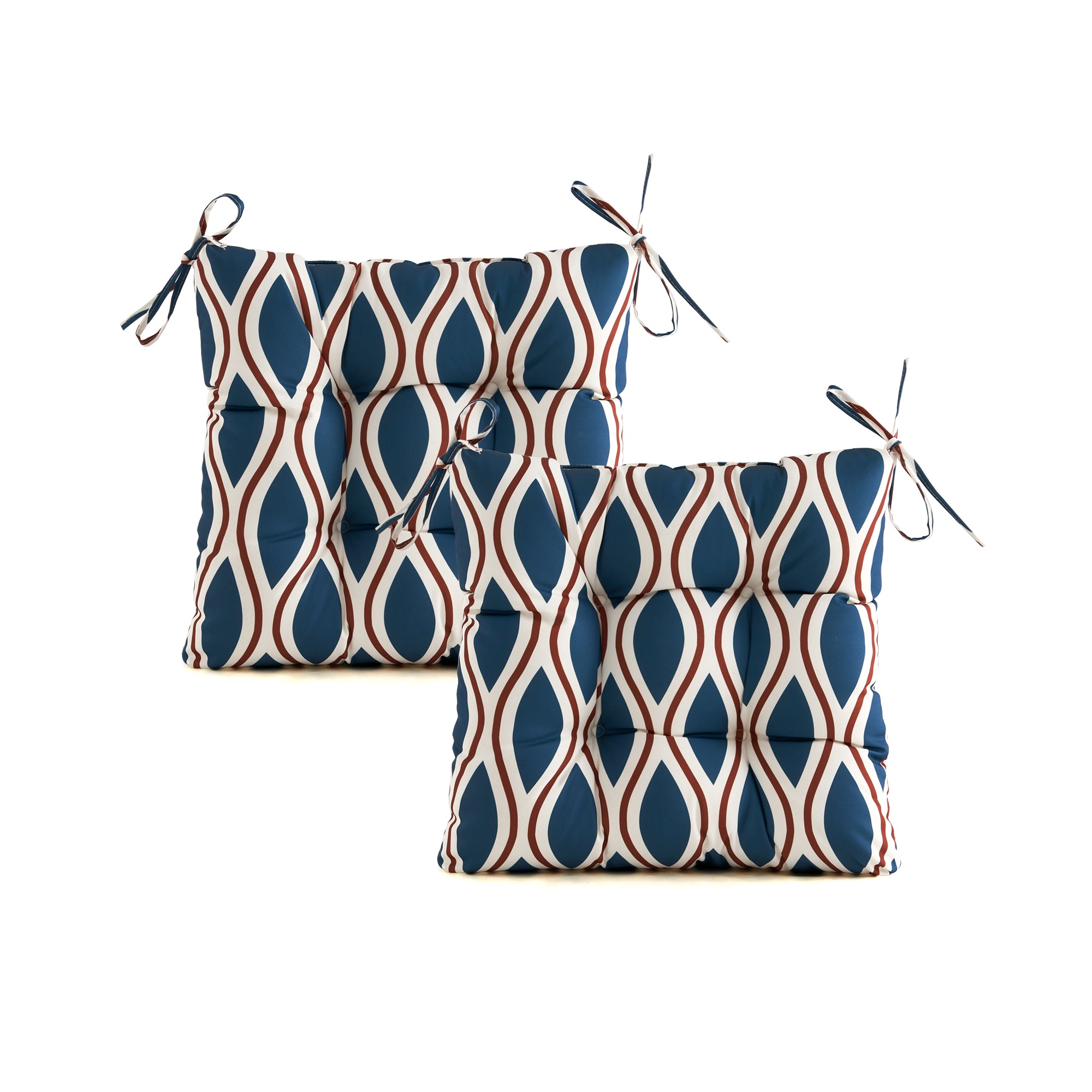 ARTPLANT Outdoor Dinning Seat Pads Cushions with Tie 19"x19"x4",Square Wicker Outdoor Tufted Chair Cushion,Set of 2