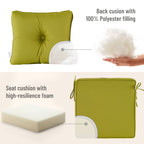 Deep Seat Pillow and High Back Chair Cushions Outdoor Water Repellent Replacement Patio Seating Cushions,Seat 24"x24"x6",Back 22"x24"x6"