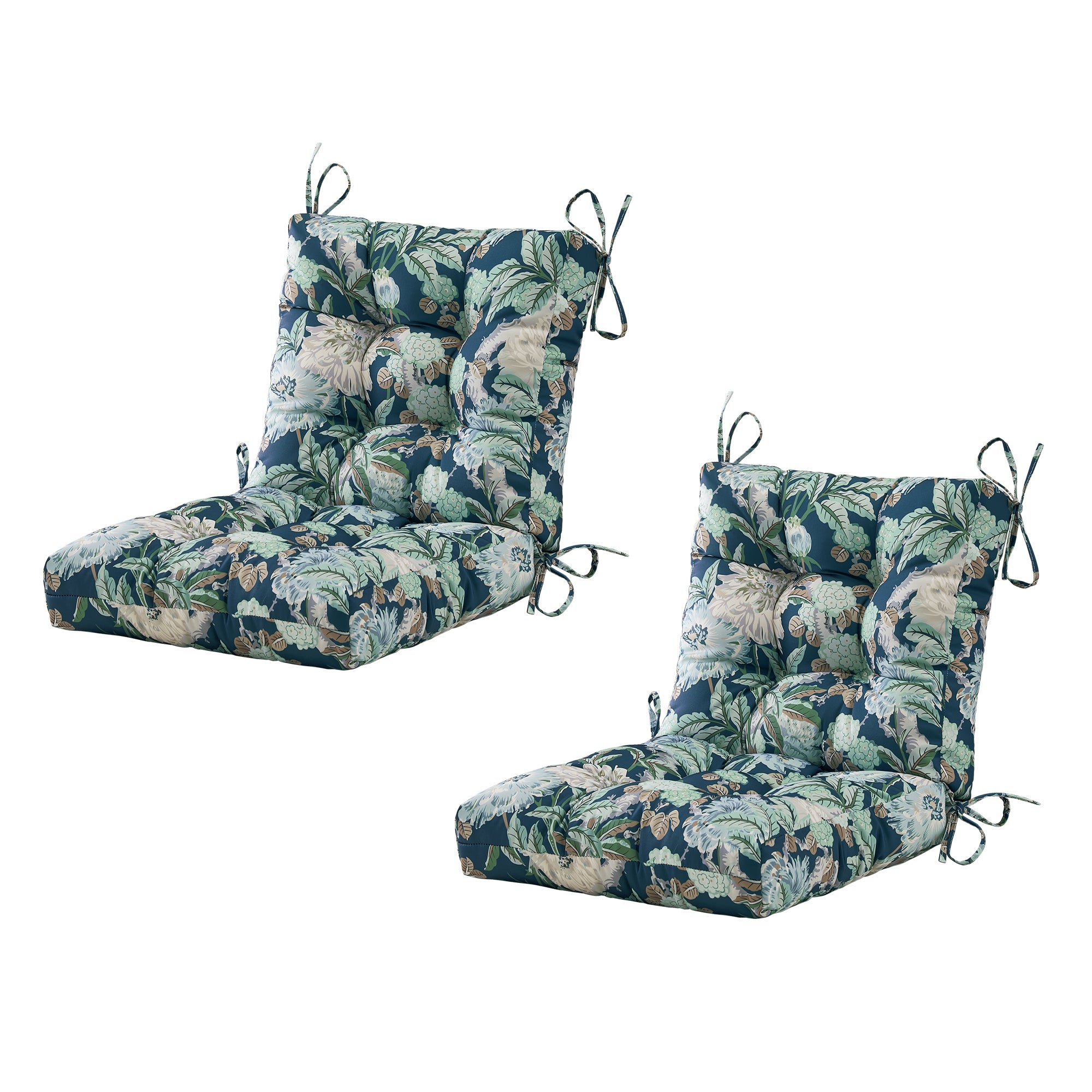 ARTPLAN Outdoor Chair Cushions,40"x20"x4",Low BackTufted Thick Outdoor Wicker Lawn Seat Cushion with Ties for Patio Furniture,Floral