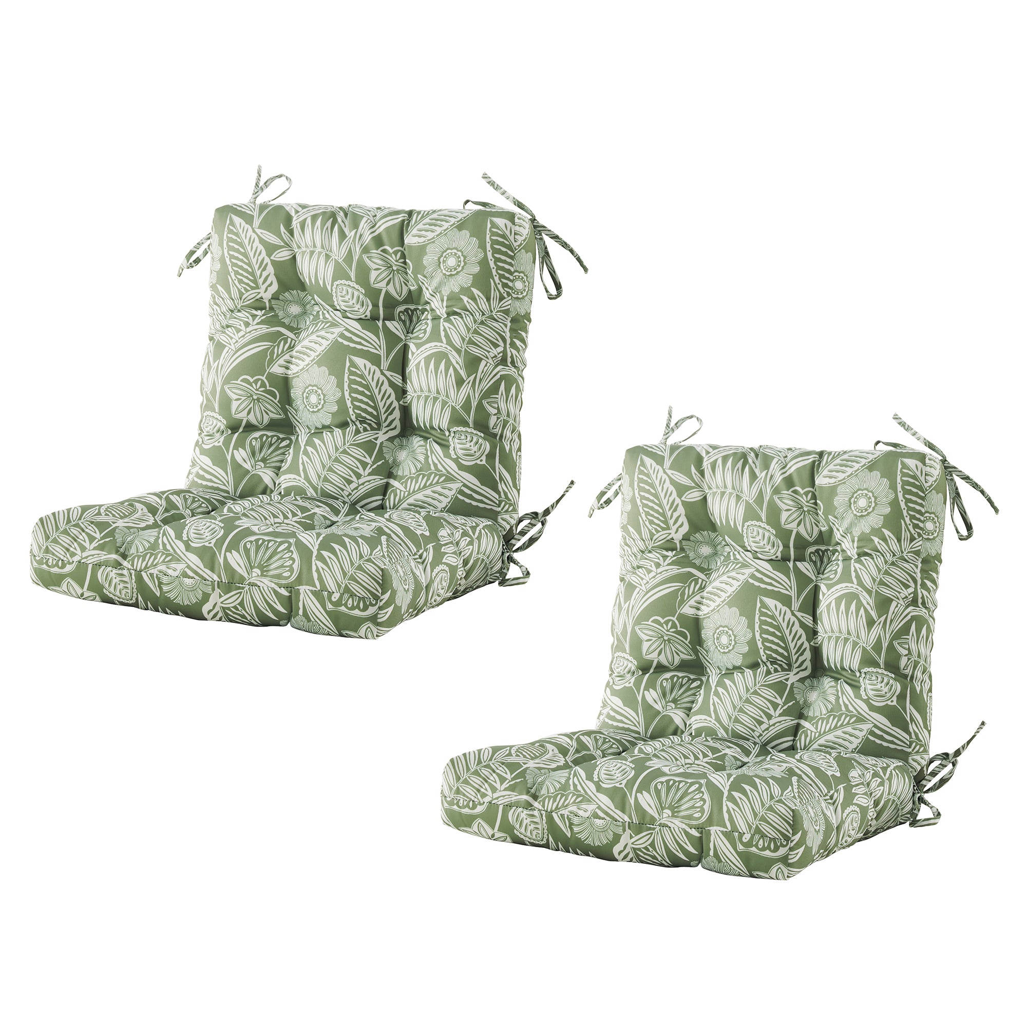 ARTPLAN Outdoor Chair Cushions,40"x20"x4",Low BackTufted Thick Outdoor Wicker Lawn Seat Cushion with Ties for Patio Furniture,Floral
