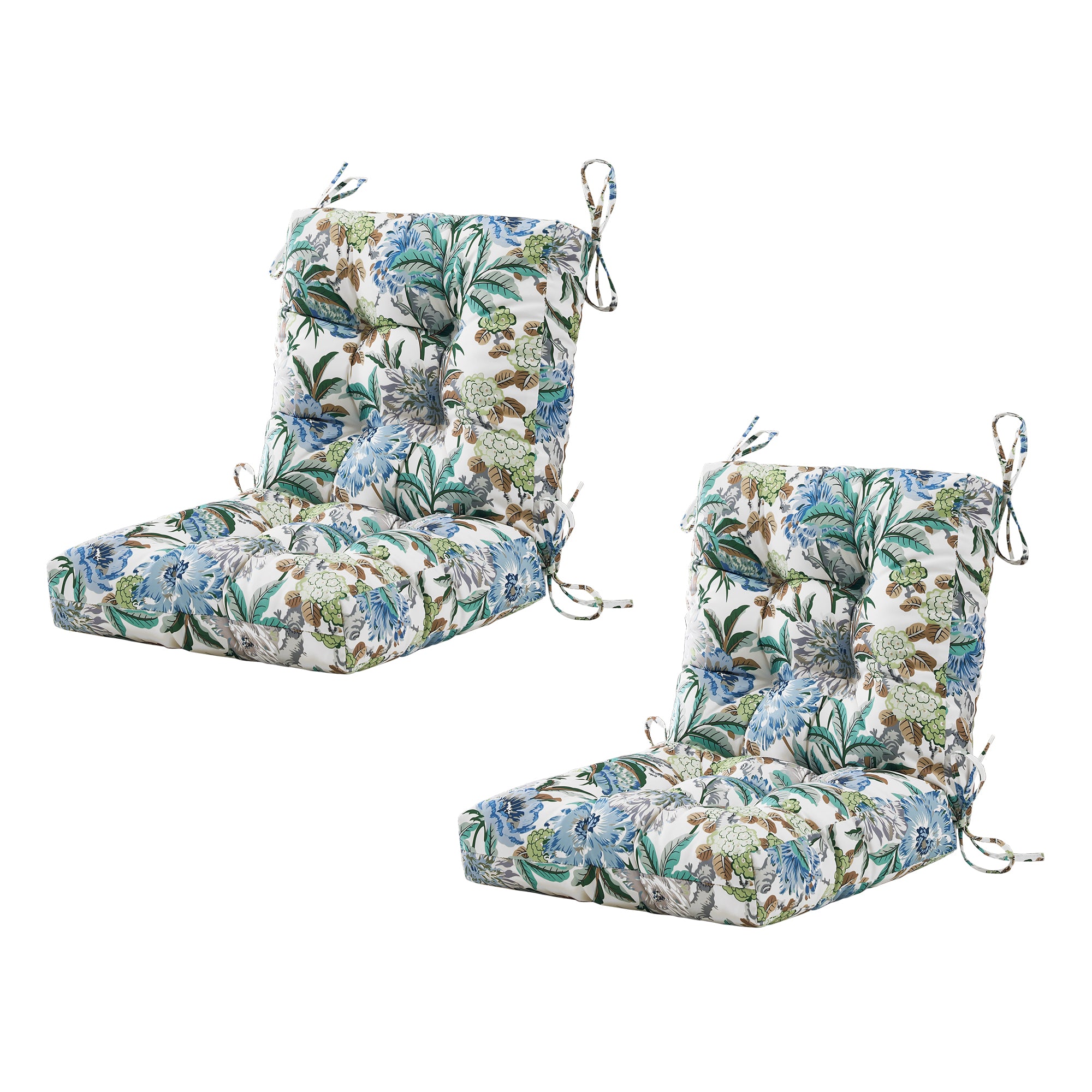 ARTPLAN Outdoor Chair Cushions,40"x20"x4",Low BackTufted Thick Outdoor Wicker Lawn Seat Cushion with Ties for Patio Furniture,Floral
