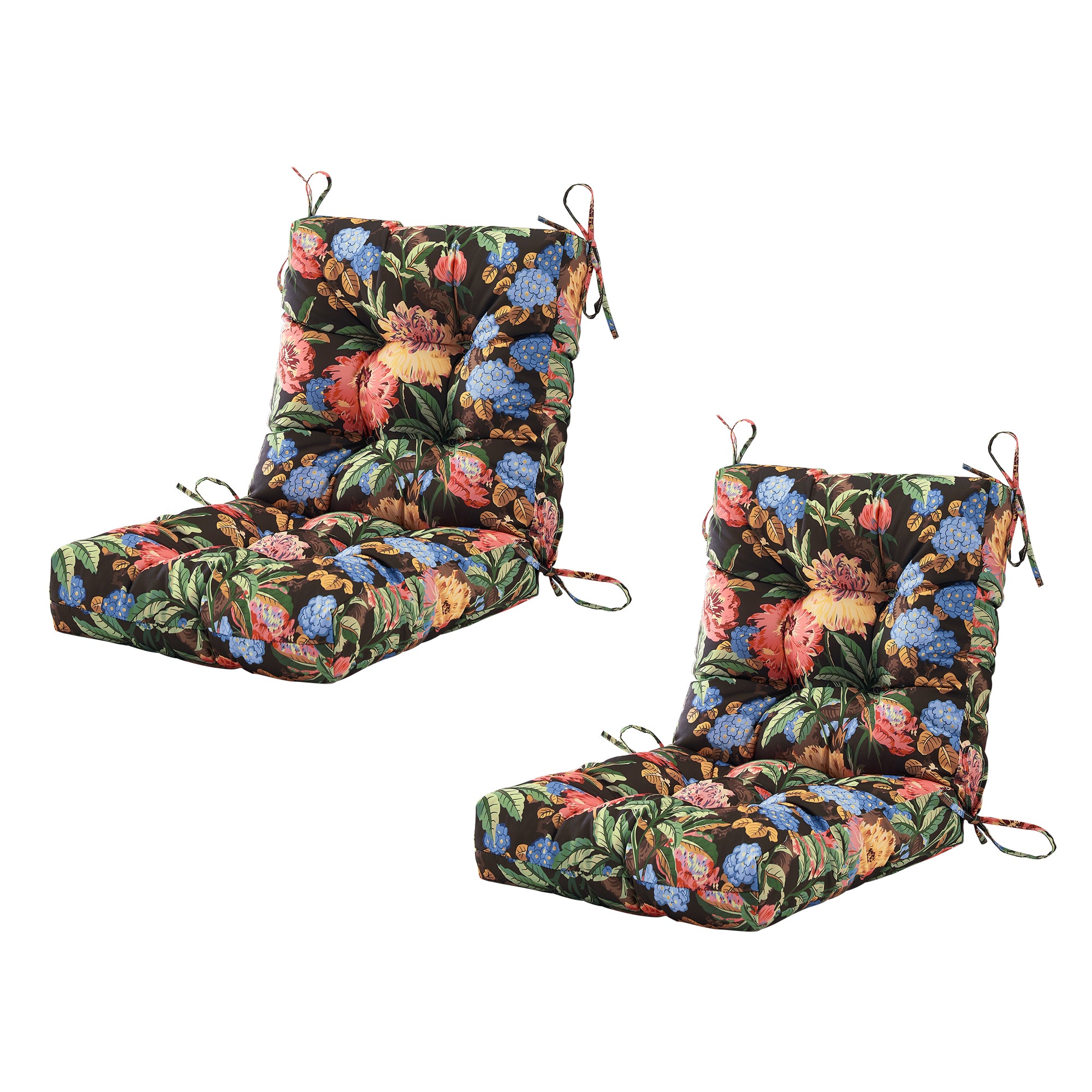 ARTPLAN Outdoor Chair Cushions,40"x20"x4",Low BackTufted Thick Outdoor Wicker Lawn Seat Cushion with Ties for Patio Furniture,Floral