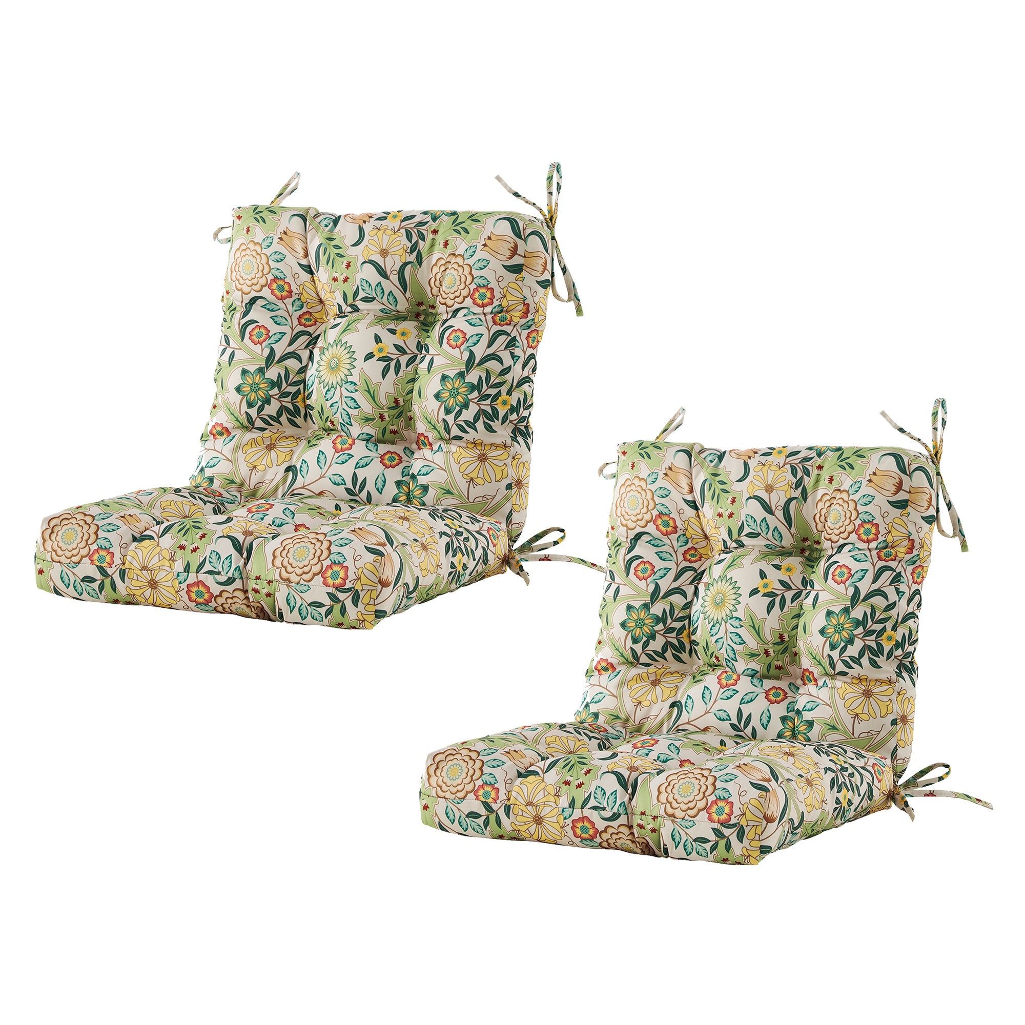 ARTPLAN Outdoor Chair Cushions,40"x20"x4",Low BackTufted Thick Outdoor Wicker Lawn Seat Cushion with Ties for Patio Furniture,Floral