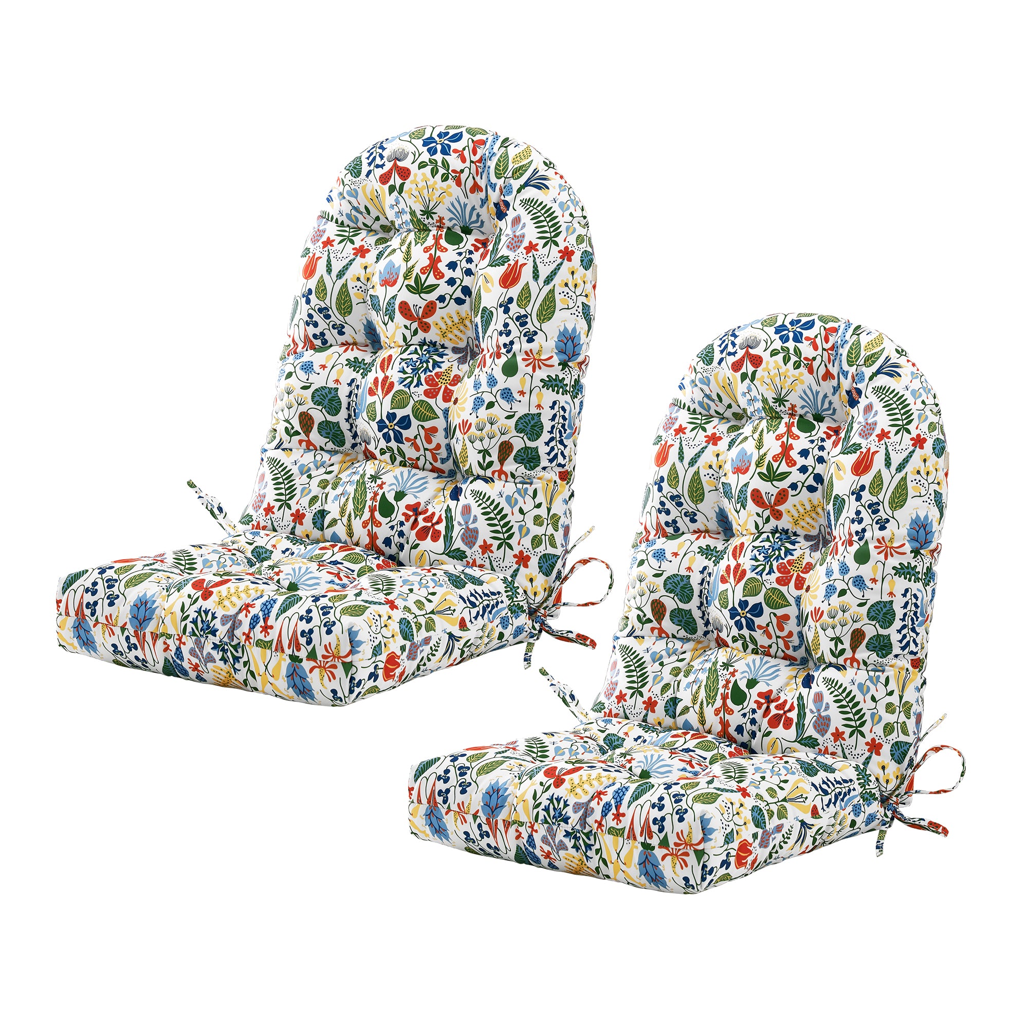 ARTPLAN Outdoor Adirondack Chair Cushion for Patio Furniture,Tufted Thick Seat & Round High Back Rocking Oudoor Colorful Cushion, 48"x21"x4" inches,Fade-Resistant,Floral