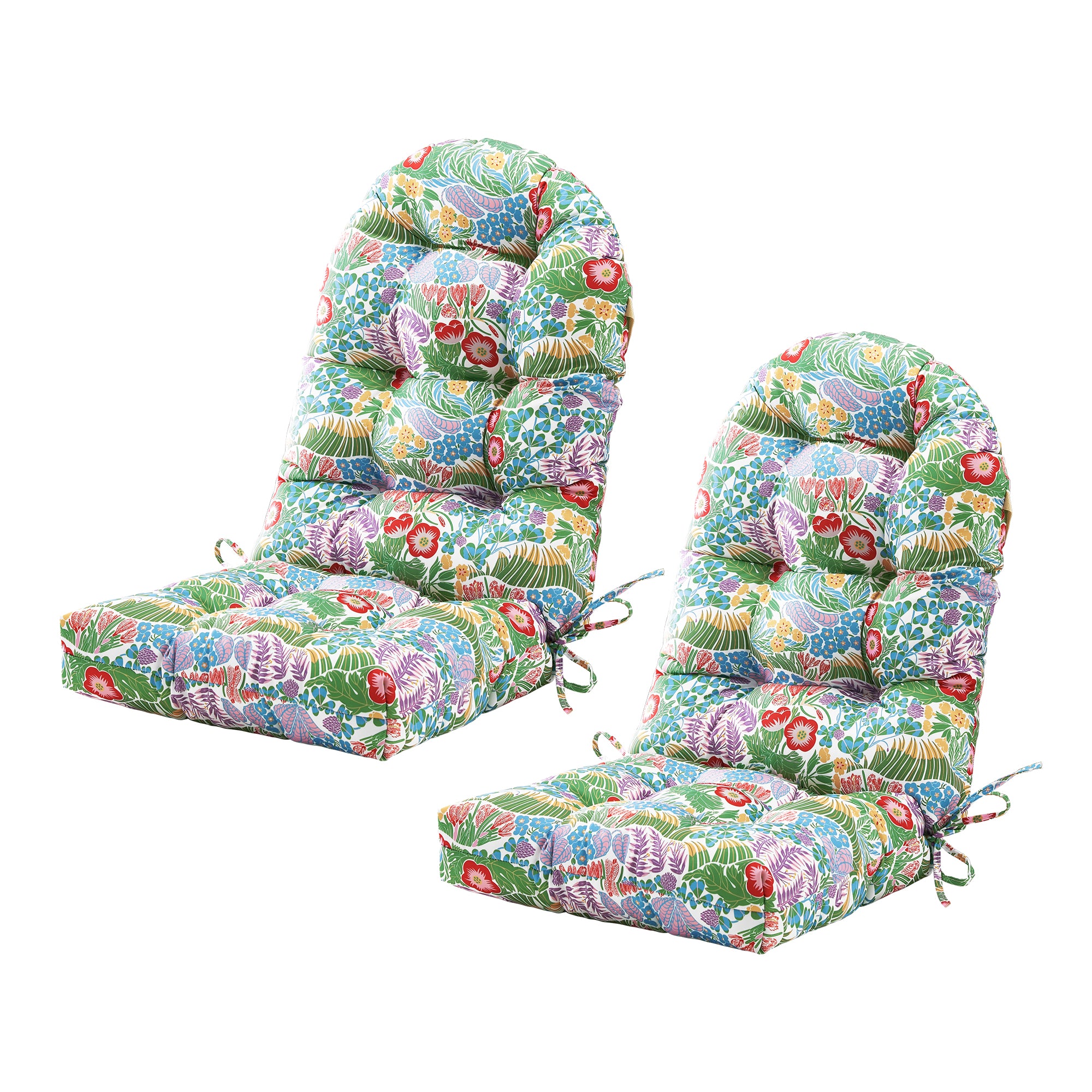 ARTPLAN Outdoor Adirondack Chair Cushion for Patio Furniture,Tufted Thick Seat & Round High Back Rocking Oudoor Colorful Cushion, 48"x21"x4" inches,Fade-Resistant,Floral