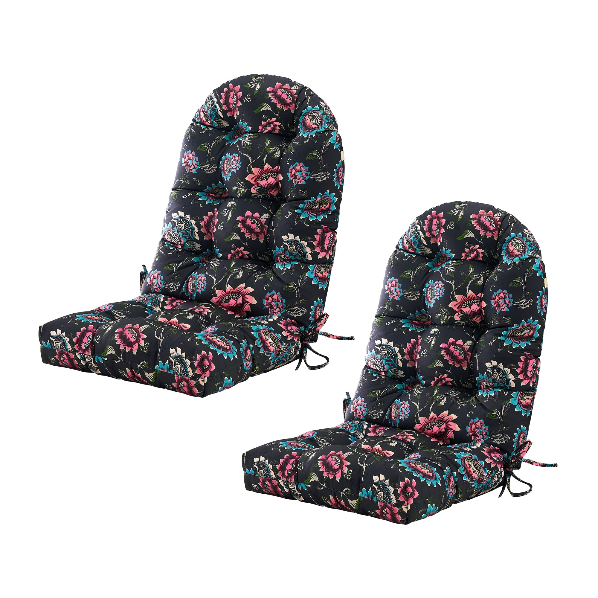 ARTPLAN Outdoor Adirondack Chair Cushion for Patio Furniture,Tufted Thick Seat & Round High Back Rocking Oudoor Colorful Cushion, 48"x21"x4" inches,Fade-Resistant,Floral
