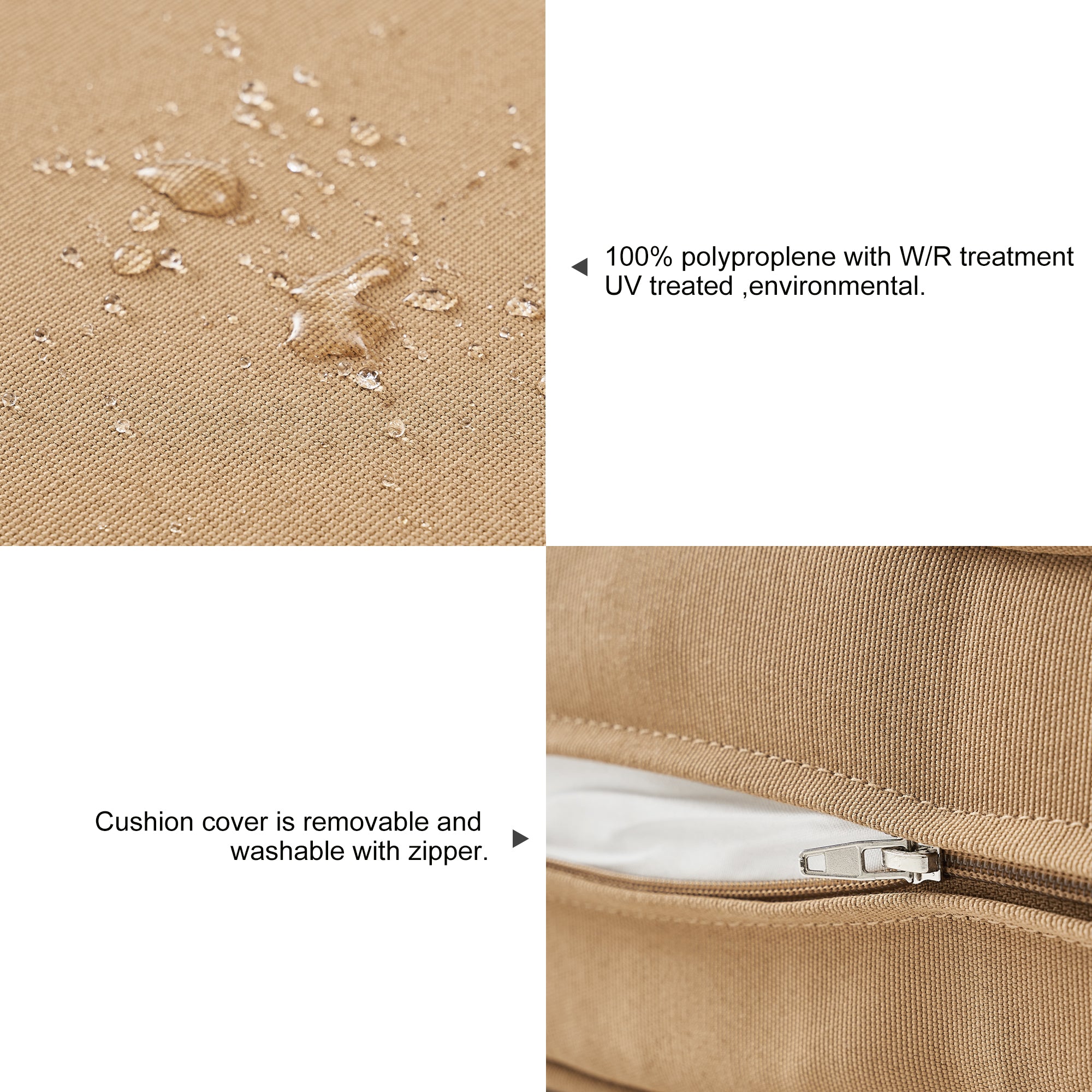 Outdoor Seat Cushion Set  24"W x 24"D x 4"T Waterproof & Fade Resistant Patio Furniture Cushions with Removable Zipper Cover, High-Resilience Foam for Chair Sofa Couch