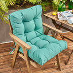 Artplan Outdoor Cushions Wicker Tufted Pillow with Back for Outdoor Furniture, Rocking Chair Cushion Premium Tufted Pads Set of Upper and Lower with Ties