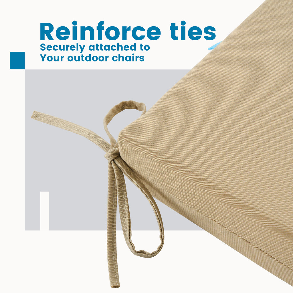 Outdoor Chair Cushions for Patio Furniture, Waterproof Outdoor Cushions, Round Corner Patio Chair Cushions Set of 4 with Ties,17"x16"x2"