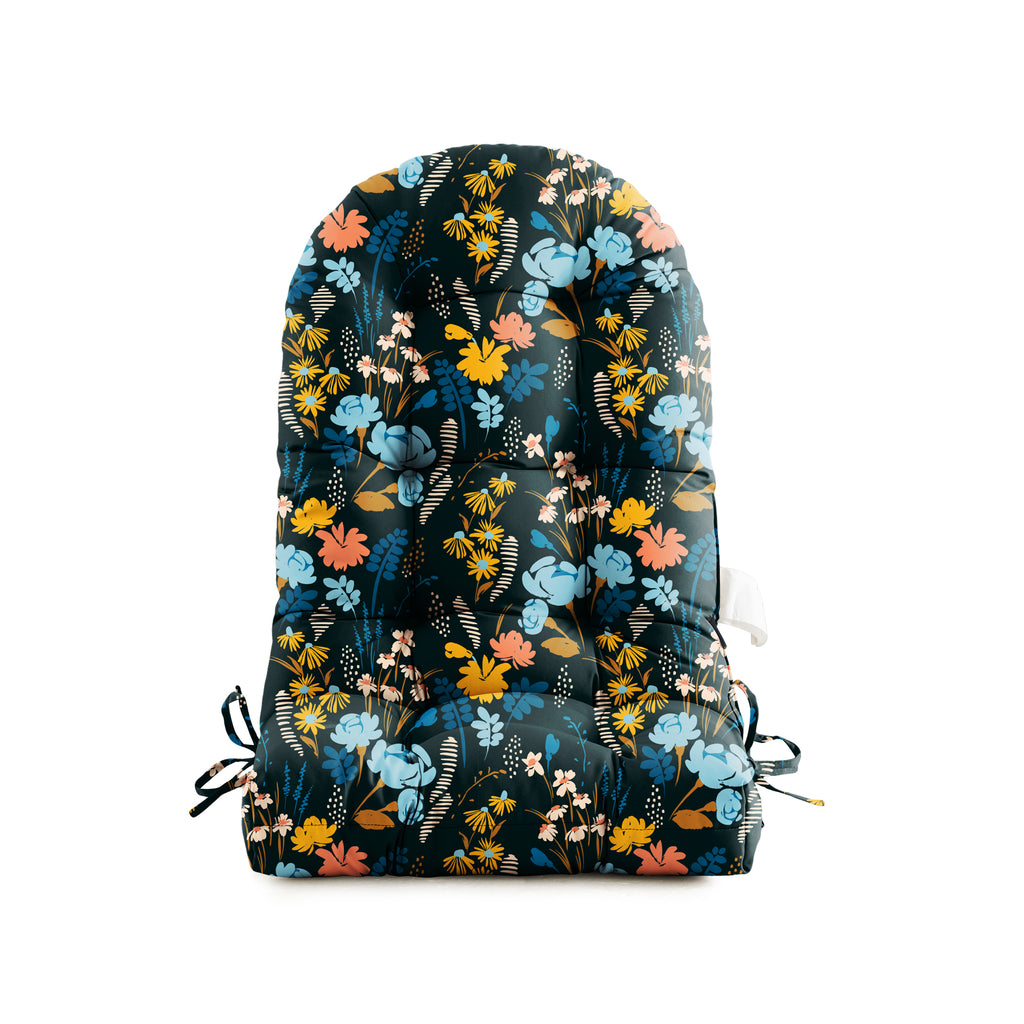 Floral High-Back Seat Cushion - Waterproof Outdoor Adirondack Chair Cushion for Patio Furniture with Tie, Vibrant Patterns, Premium Elastic Padding, Multi-Scenario Use