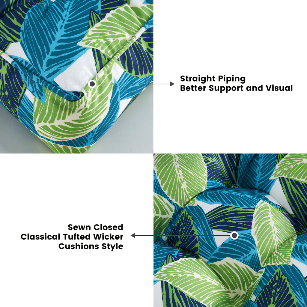 ARTPLAN Outdoor Seat Cushions,Pack of 2 Tufted  Patio Chair Pads 19x19x5 Inches Square Foam for Dining Chair
