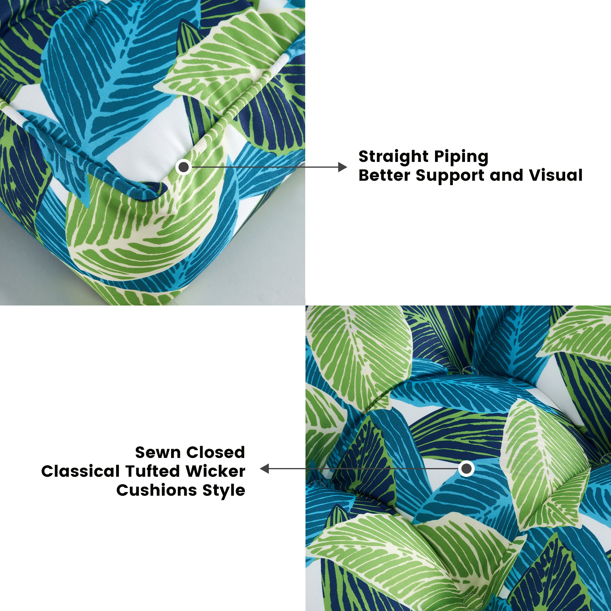 ARTPLAN Outdoor Seat Cushions,Pack of 2 Tufted  Patio Chair Pads 19x19x5 Inches Square Foam for Dining Chair