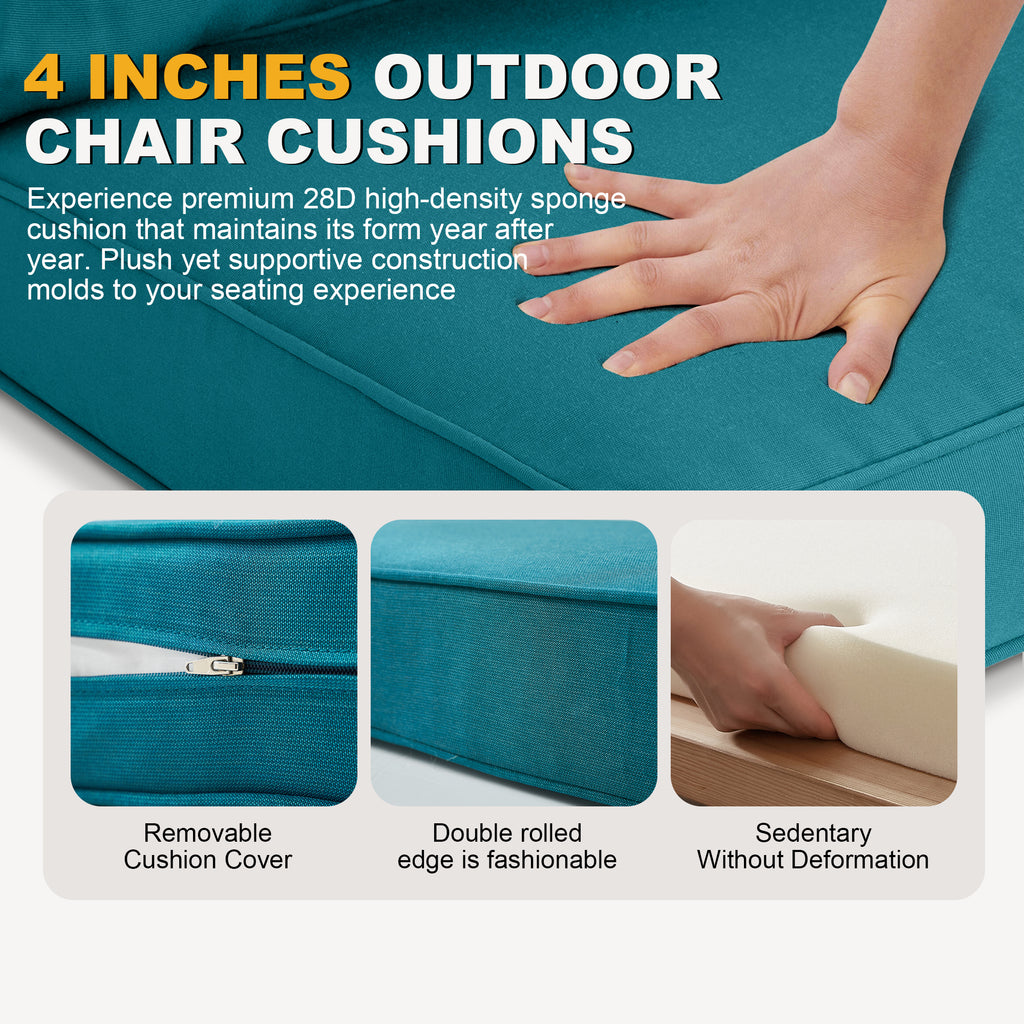 ARTPLAN Patio Bench Cushions Set of 5, Outdoor Sofa Cushions | All-Weather Fabric | Lumbar Support Pillows | Waterproof & Fade-Resistant for Sectionals
