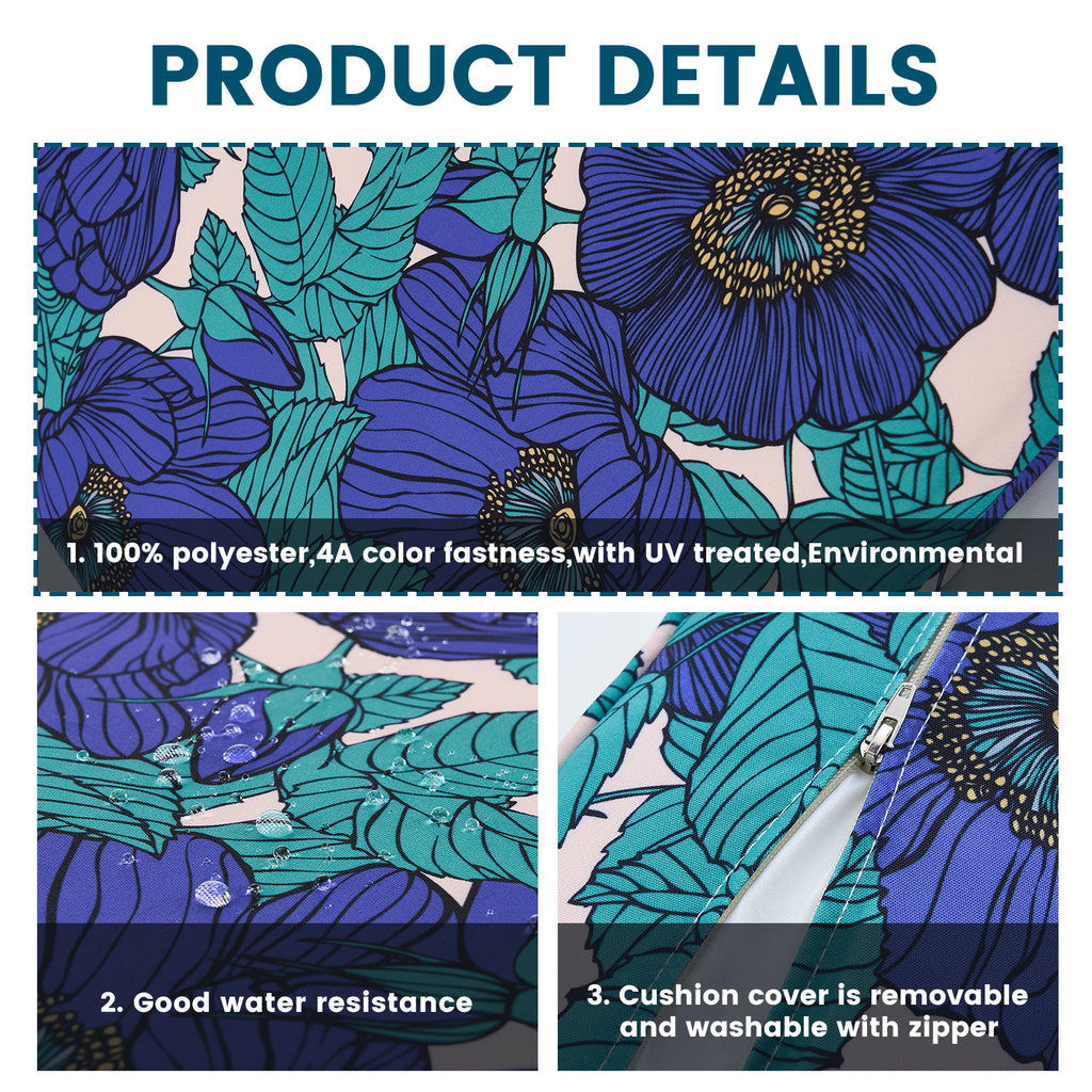 ARTPLAN Deep Seat Outdoor Cushion,Set 24"x24"x6" ,18x24" Bench Outdoor Chair Cushions, Polyester Fill Back for Patio Furniture ,Square