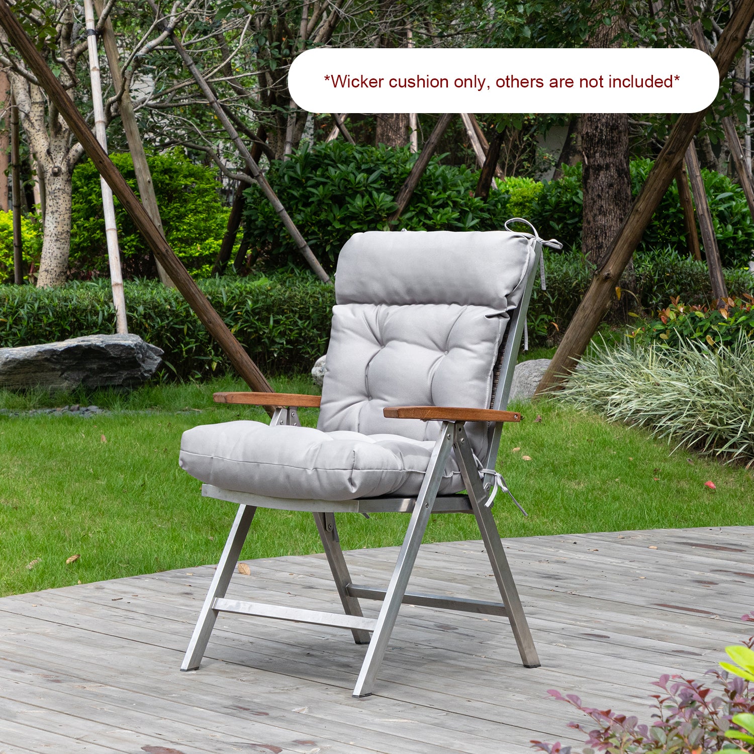 ARTPLAN Adirondack Outdoor Chair Cushion, All Weather Patio Cushion, Wicker Tufted Pillow for Patio Furniture