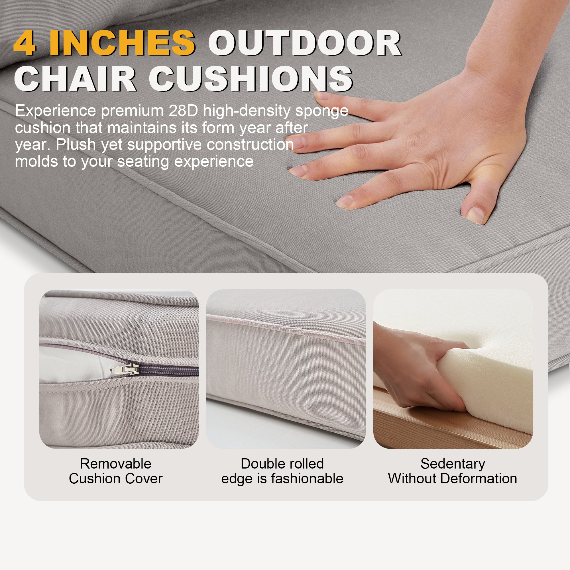 ARTPLAN Patio Bench Cushions Set of 5, Outdoor Sofa Cushions | All-Weather Fabric | Lumbar Support Pillows | Waterproof & Fade-Resistant for Sectionals