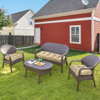 3 Pieces Outdoor Chair Cushions Clearance with Ties,44x19x5 Inches,1 Love seat &2 U-Shape Tufted Patio Bench Cushions for Wicker Outdoor Furniture,All Weather,