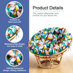 ARTPLAN Round Papasan Chair Cushion Tufted Swing Seat Pad with Ties