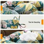 3 Pieces Outdoor Chair Cushions Set–Waterproof Tufted Cushions with Ties for Patio coversation, Loveseat & Bench, 44"x19"x5" UV-Resistant & Fade-Proof with Premium Polyester Filled