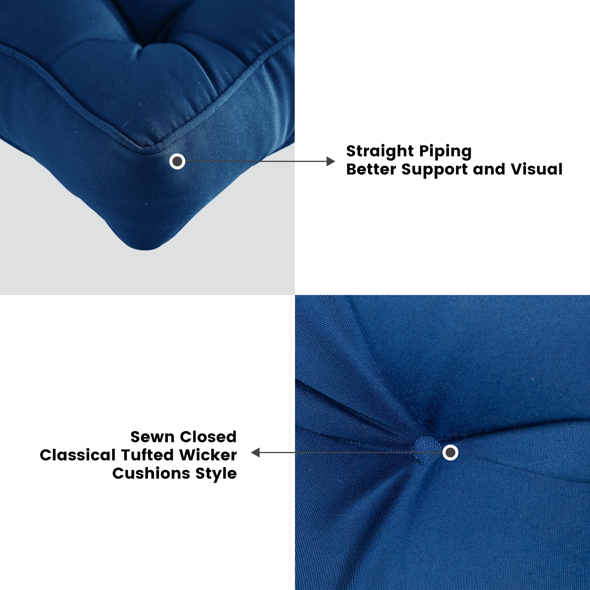 ARTPLAN Outdoor Seat Cushions,Pack of 2 Tufted  Patio Chair Pads 19x19x5 Inches Square Foam for Dining Chair