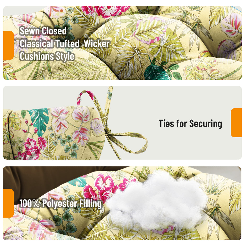 3 Pieces Outdoor Chair Cushions Set–Waterproof Tufted Cushions with Ties for Patio coversation, Loveseat & Bench, 44"x19"x5" UV-Resistant & Fade-Proof with Premium Polyester Filled