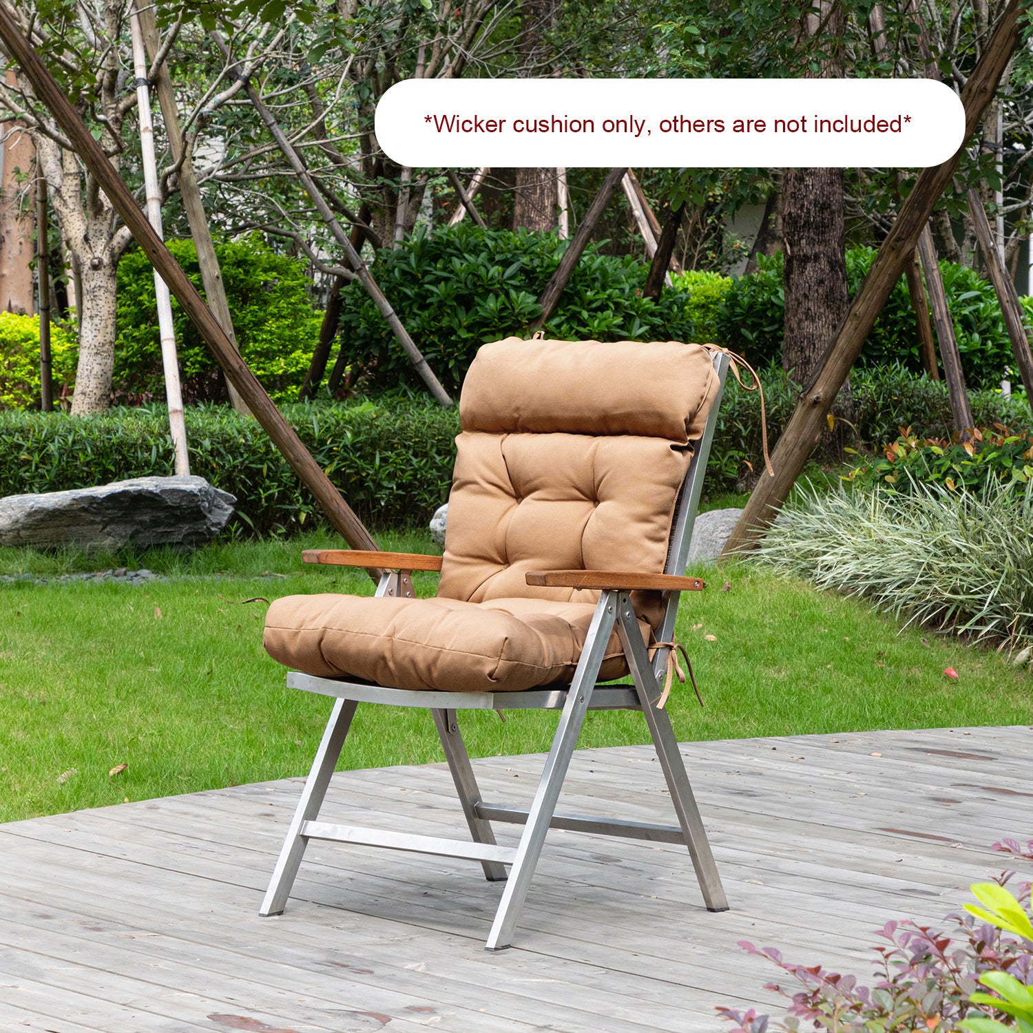 ARTPLAN Adirondack Outdoor Chair Cushion, All Weather Patio Cushion, Wicker Tufted Pillow for Patio Furniture