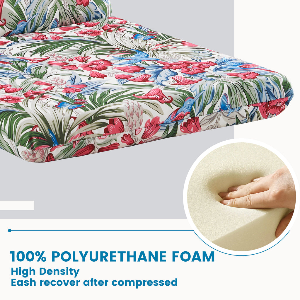 ARTPLAN Outdoor Chair Cushion,Seat & High Back Adirondack Rocking Wicker Chair Lawn Foam Cushion for Patio Furniture,45.5"x21"x3"