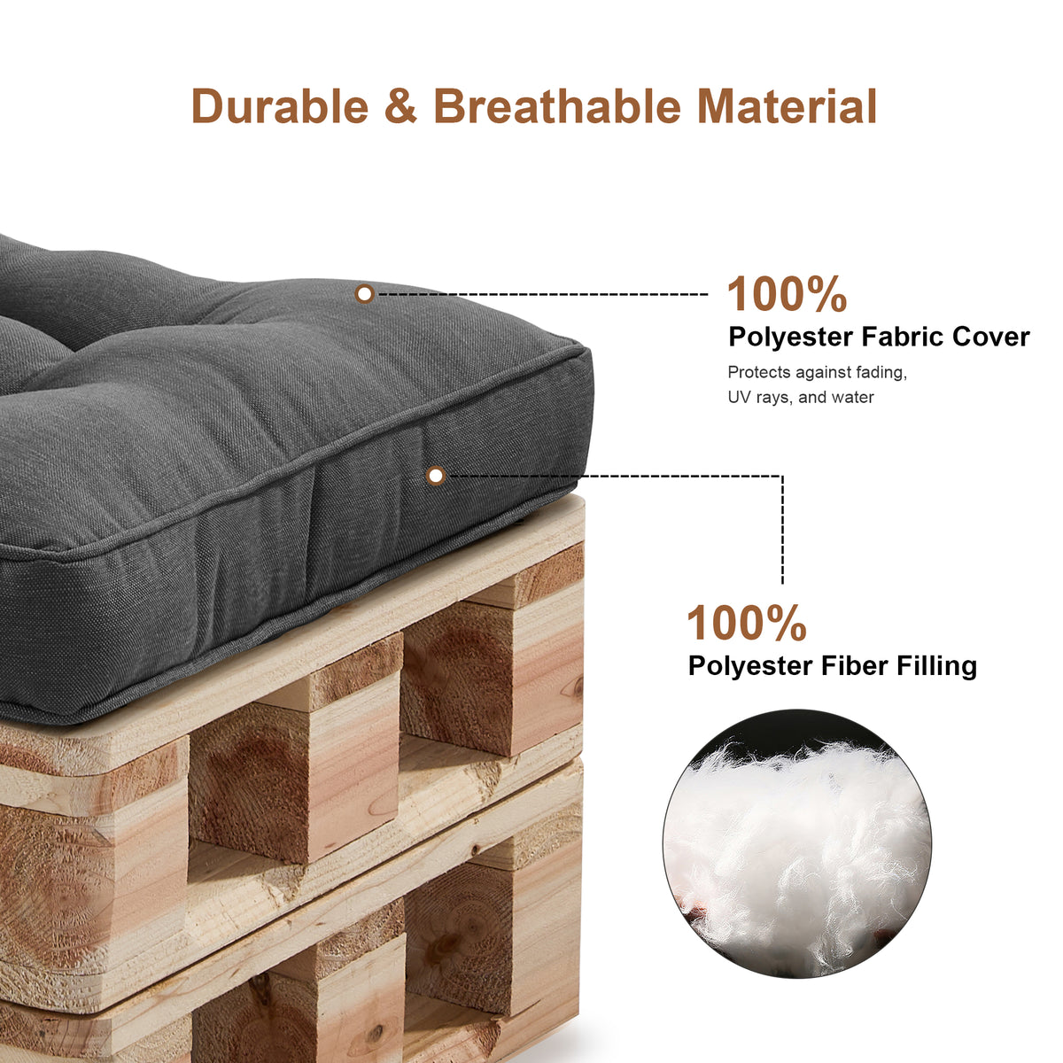 Outdoor Chair Cushions Set of 2, All-Weather Patio Furniture Cushions with High Resilience Foam, Indoor Outdoor Seat & Back Cushion for Patio, Garden, Sunroom
