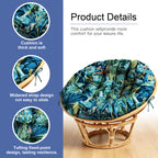 ARTPLAN Round Papasan Chair Cushion Tufted Swing Seat Pad with Ties