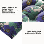 ARTPLAN Outdoor Cushions for Settee,Wicker Loveseat Cushions with Tie,Tufted Patio Cushions 2 U-Shaped Set of 5 Piece,L44xW19,Floral,