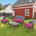3 Pieces Outdoor Chair Cushions Clearance with Ties,44x19x5 Inches,1 Love seat &2 U-Shape Tufted Patio Bench Cushions for Wicker Outdoor Furniture,All Weather,