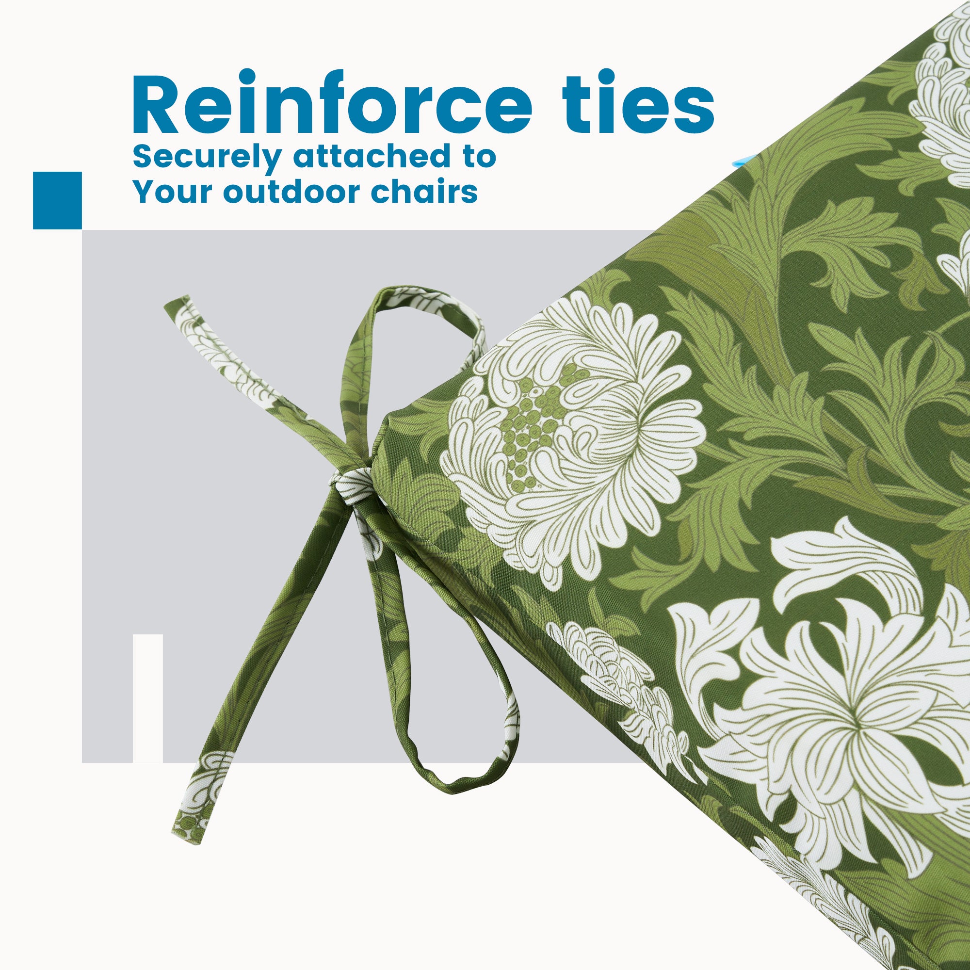 Outdoor Chair Cushions for Patio Furniture, Waterproof Outdoor Cushions, Round Corner Patio Chair Cushions Set of 4 with Ties,17"x16"x2"