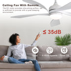 52 Inch Ceiling Fan with Light and Remote Control, 6-Speed Reversible Quiet DC Motor, 3 Color Temperatures LED Light, 3 Timer Settings, Adjustable Height for Large Room, Bedroom, Living Room (Walnut/Black/Orginal/White/Sakuragi)