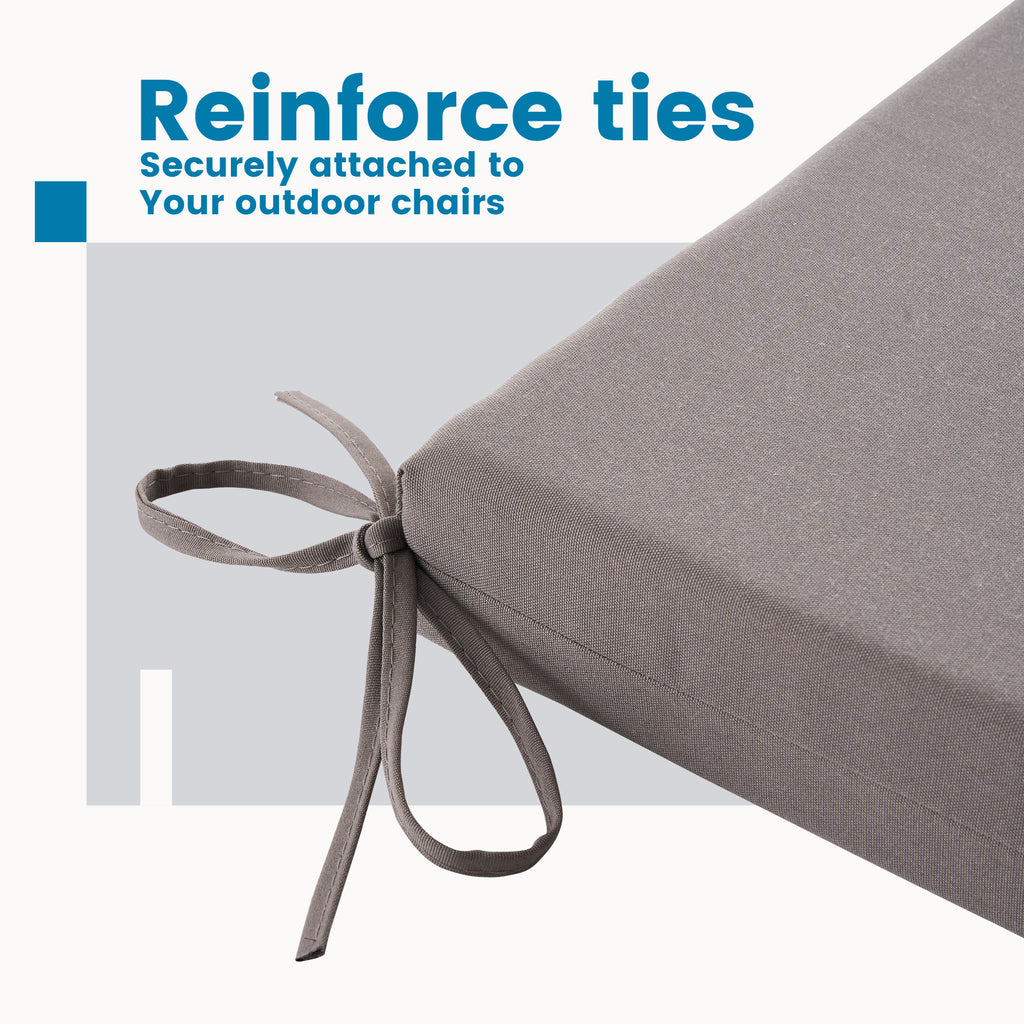 Outdoor Chair Cushions for Patio Furniture, Waterproof Outdoor Cushions, Round Corner Patio Chair Cushions Set of 4 with Ties,17"x16"x2"