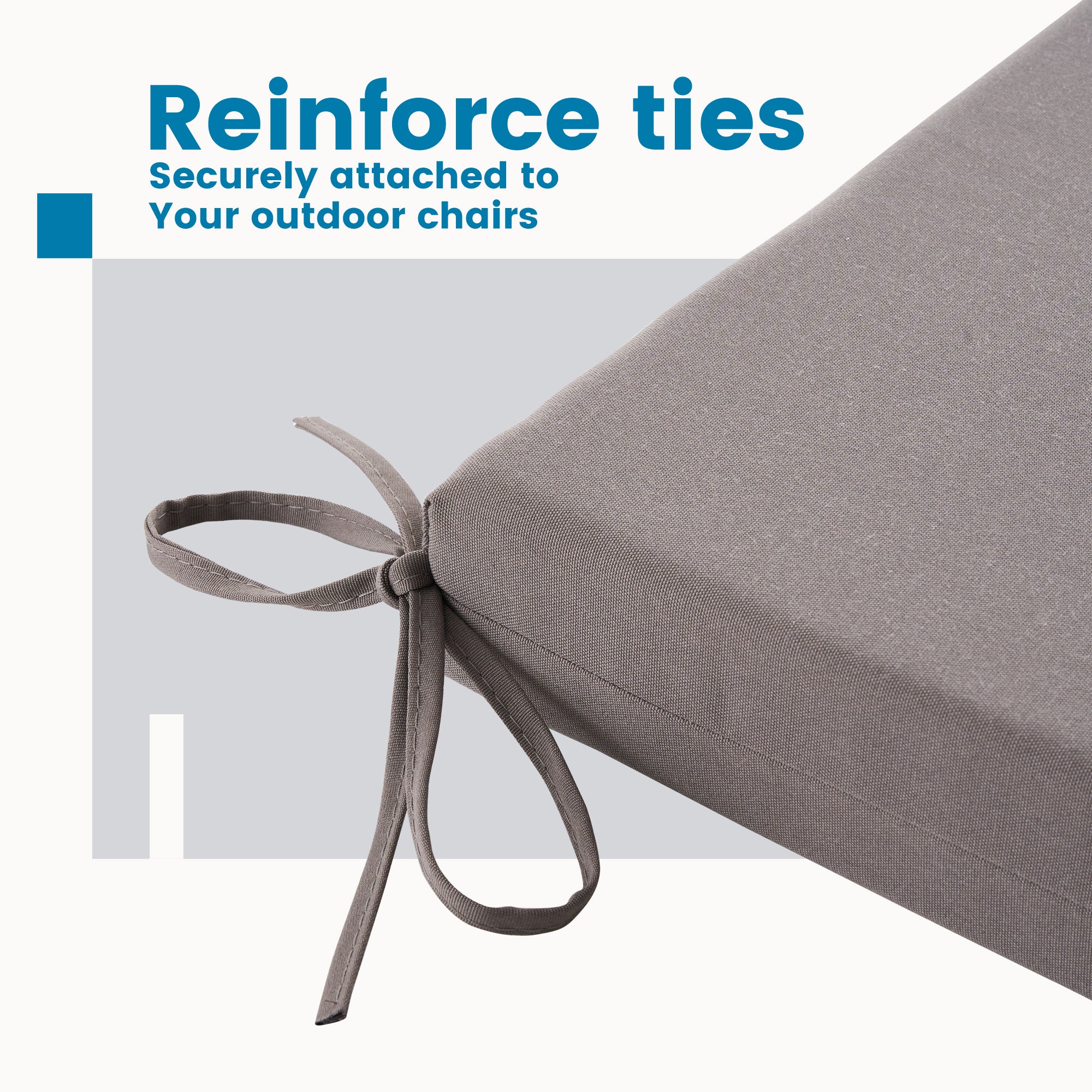Outdoor Chair Cushions for Patio Furniture, Waterproof Outdoor Cushions, Round Corner Patio Chair Cushions Set of 4 with Ties,17"x16"x2"