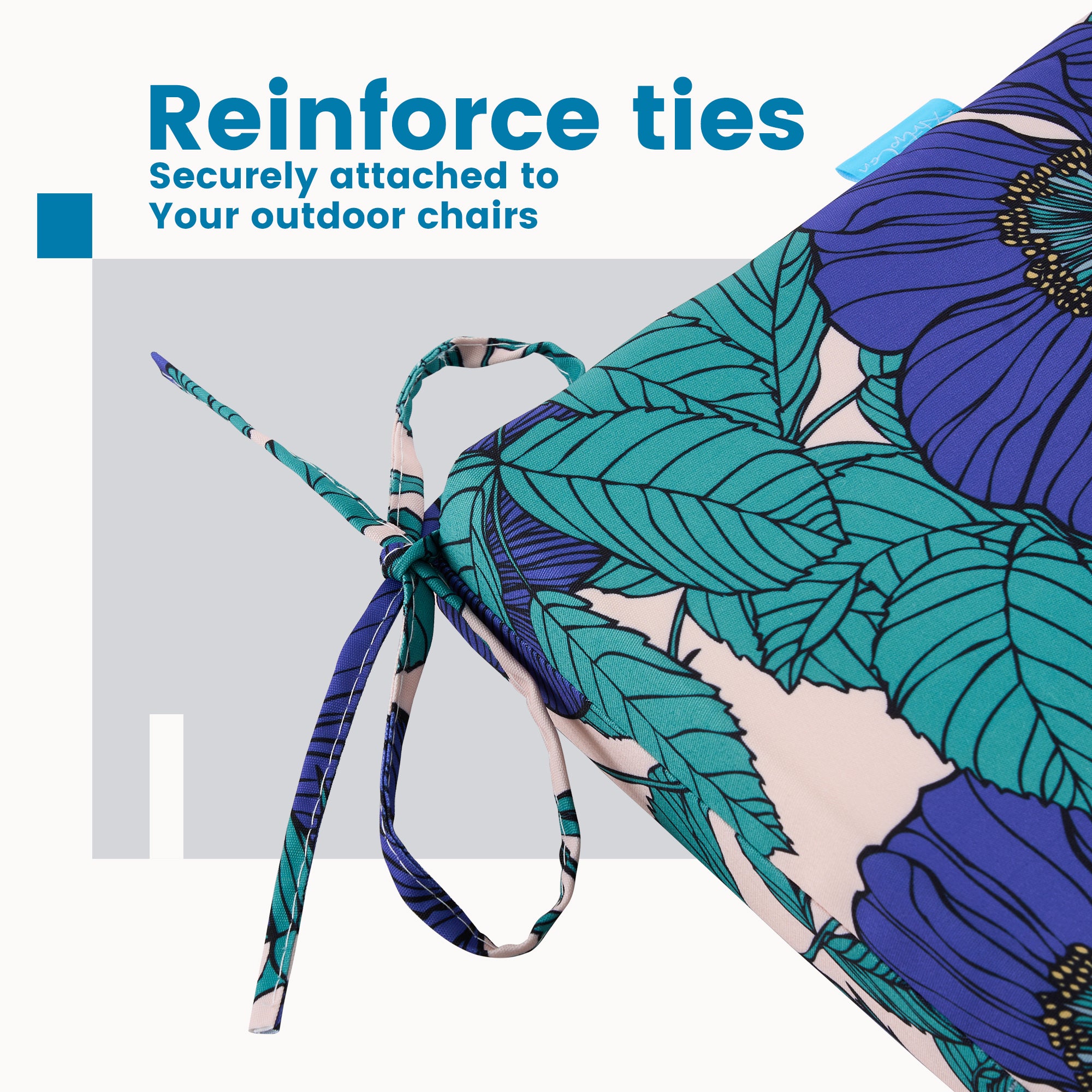 Outdoor Chair Cushions for Patio Furniture, Waterproof Outdoor Cushions, Round Corner Patio Chair Cushions Set of 4 with Ties,17"x16"x2"