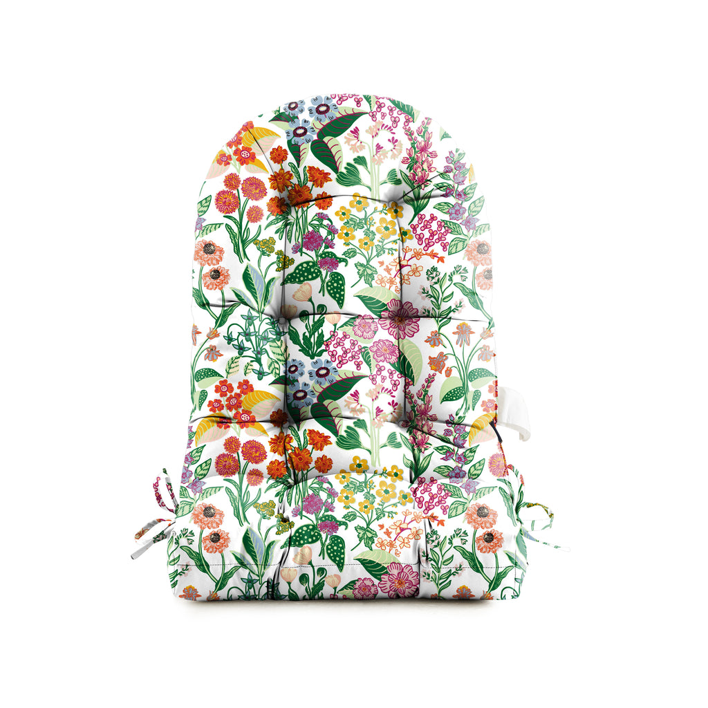 Floral High-Back Seat Cushion - Waterproof Outdoor Adirondack Chair Cushion for Patio Furniture with Tie, Vibrant Patterns, Premium Elastic Padding, Multi-Scenario Use