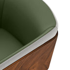 ARTPLAN Modern Dining Chair Faux Leather, Walnut Top Metal Legs Kitchen Seat，set of 1/set of 2