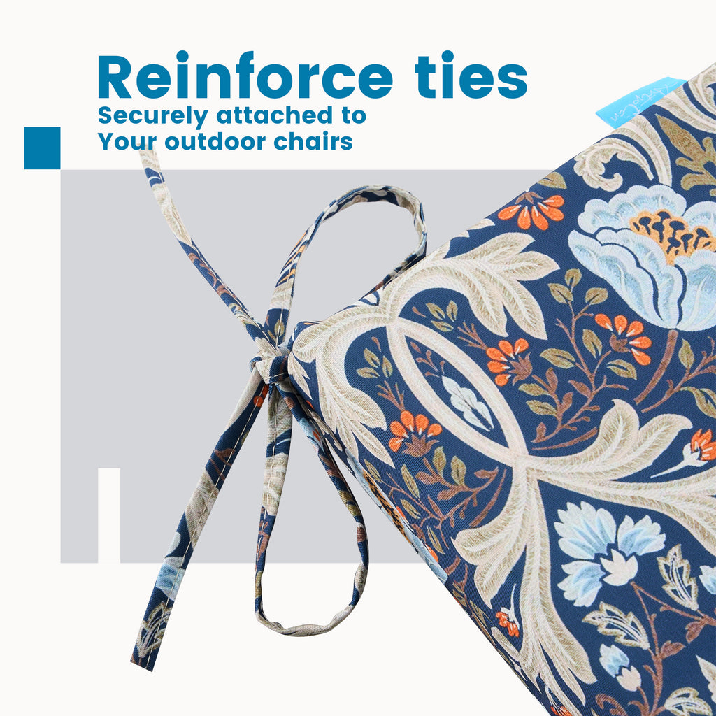 Outdoor Chair Cushions for Patio Furniture, Waterproof Outdoor Cushions, Round Corner Patio Chair Cushions Set of 4 with Ties,17"x16"x2"