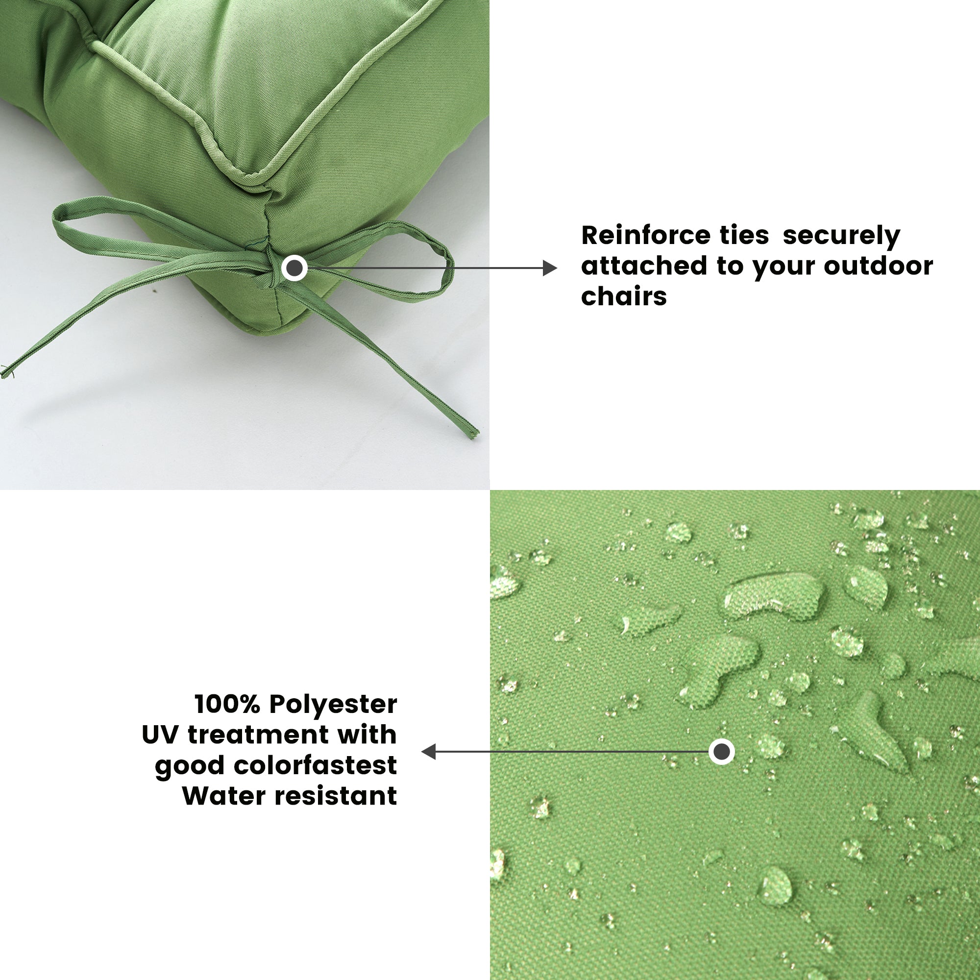 ARTPLAN Outdoor Seat Cushions,Pack of 2 Tufted  Patio Chair Pads 19x19x5 Inches Square Foam for Dining Chair