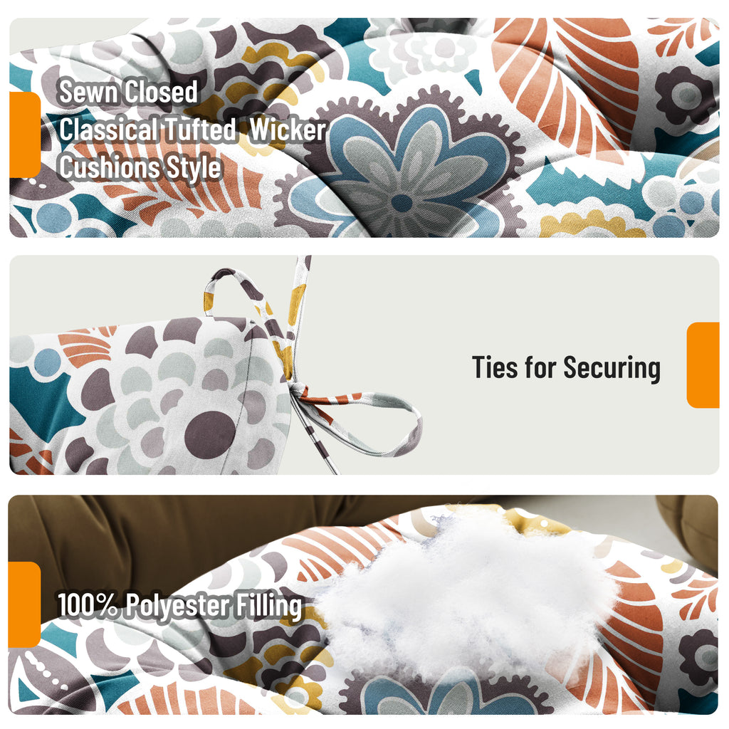 3 Pieces Outdoor Chair Cushions Set–Waterproof Tufted Cushions with Ties for Patio coversation, Loveseat & Bench, 44"x19"x5" UV-Resistant & Fade-Proof with Premium Polyester Filled
