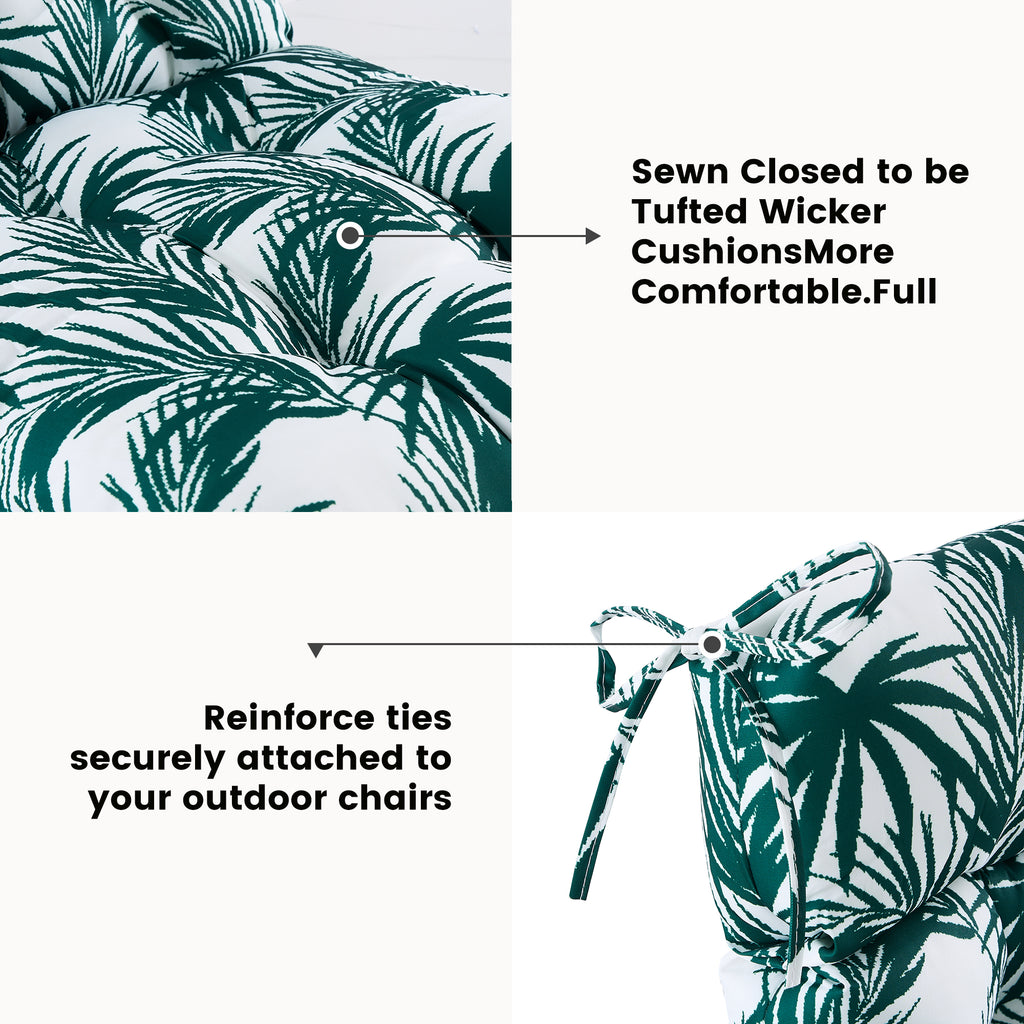 ARTPLAN Patio Chair Cushions Combined Seat and Back,Tufted Outdoor Swivel Chair Cushion with Tie,40"x20"x4"，Floral
